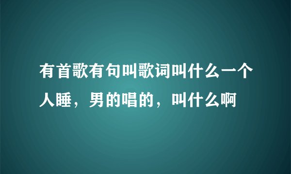 有首歌有句叫歌词叫什么一个人睡，男的唱的，叫什么啊