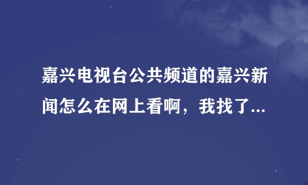嘉兴电视台公共频道的嘉兴新闻怎么在网上看啊，我找了半天都没找到