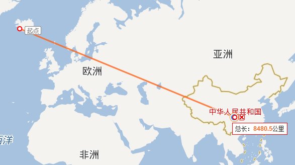 冰岛到中国成都多少公里