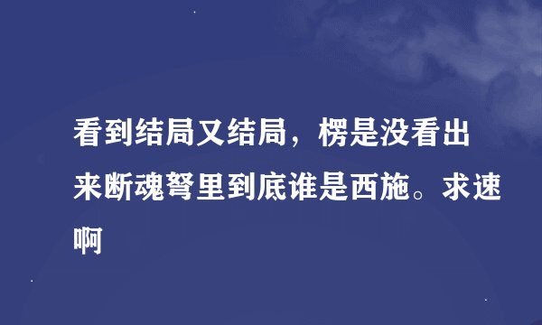 看到结局又结局，楞是没看出来断魂弩里到底谁是西施。求速啊