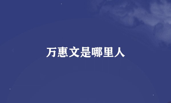 万惠文是哪里人