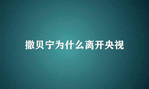 撒贝宁为什么离开央视