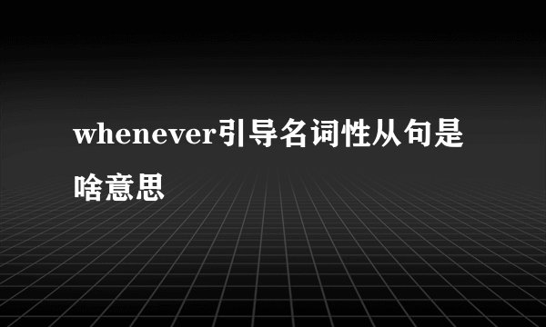 whenever引导名词性从句是啥意思