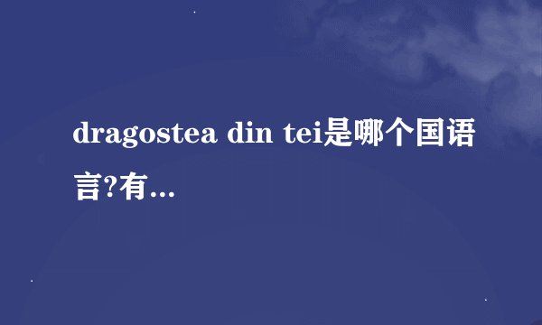 dragostea din tei是哪个国语言?有翻译成中问的歌词吗?