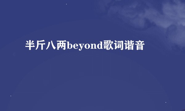 半斤八两beyond歌词谐音