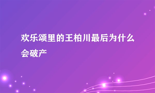 欢乐颂里的王柏川最后为什么会破产