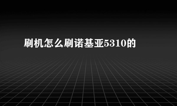 刷机怎么刷诺基亚5310的