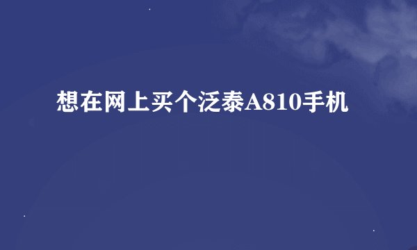 想在网上买个泛泰A810手机