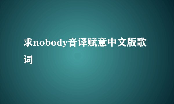 求nobody音译赋意中文版歌词