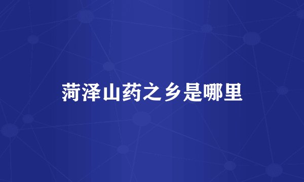 菏泽山药之乡是哪里