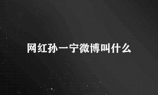 网红孙一宁微博叫什么