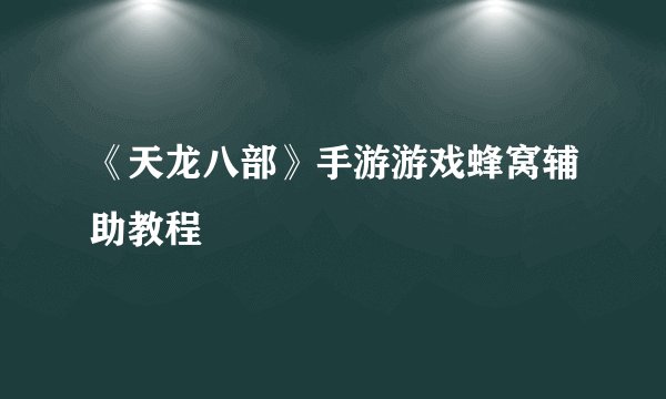 《天龙八部》手游游戏蜂窝辅助教程