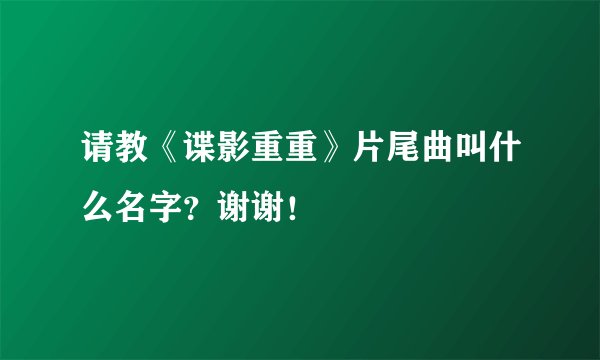 请教《谍影重重》片尾曲叫什么名字？谢谢！