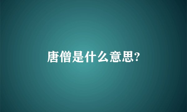 唐僧是什么意思?