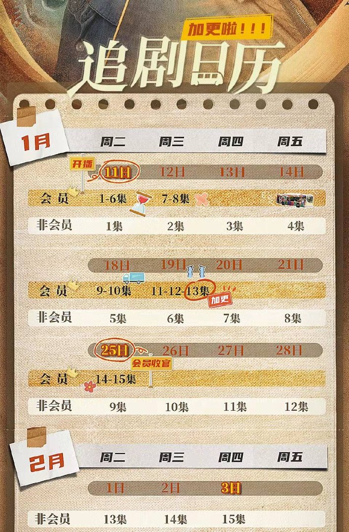 开端更新时间日历