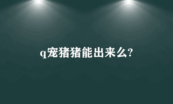 q宠猪猪能出来么?