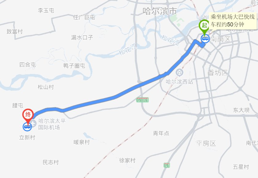 哈尔滨站到太平国际机场多远？