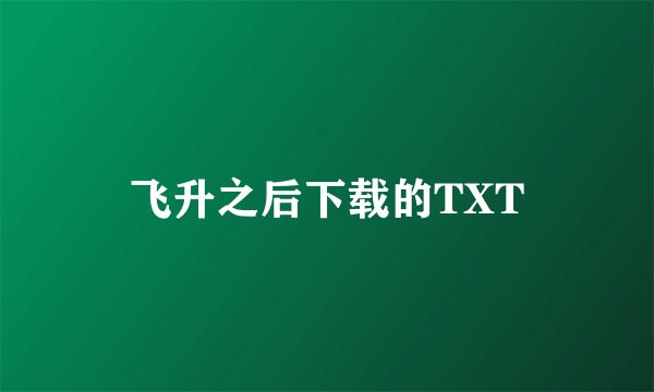 飞升之后下载的TXT