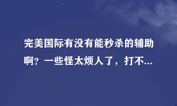 完美国际有没有能秒杀的辅助啊？一些怪太烦人了，打不动？找人带，都没人，给钱都没人带？