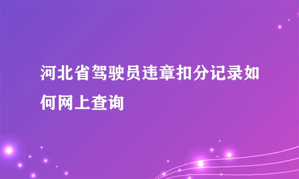 河北省驾驶员违章扣分记录如何网上查询