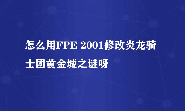 怎么用FPE 2001修改炎龙骑士团黄金城之谜呀