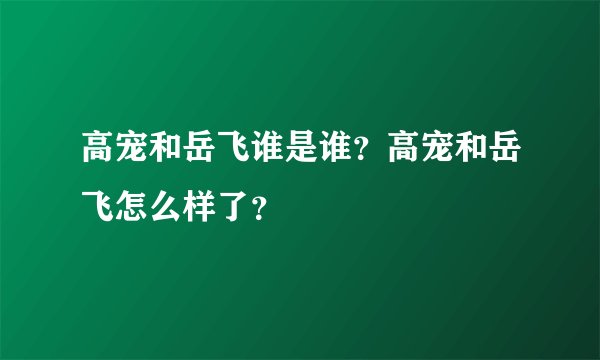 高宠和岳飞谁是谁？高宠和岳飞怎么样了？