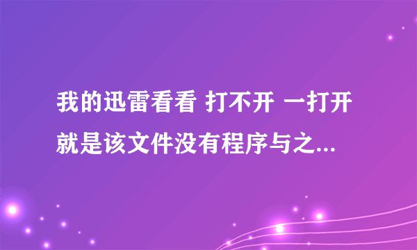 我的迅雷看看 打不开 一打开就是该文件没有程序与之关联来执行该操作 请在控制面板