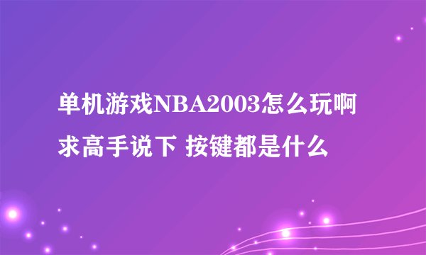 单机游戏NBA2003怎么玩啊 求高手说下 按键都是什么