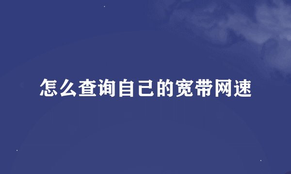 怎么查询自己的宽带网速