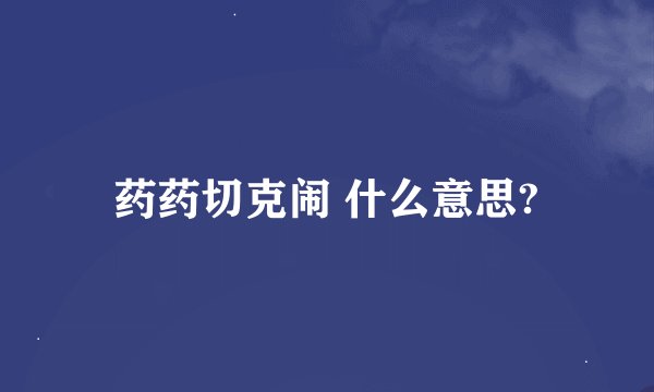 药药切克闹 什么意思?