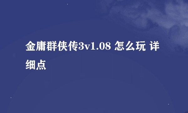 金庸群侠传3v1.08 怎么玩 详细点