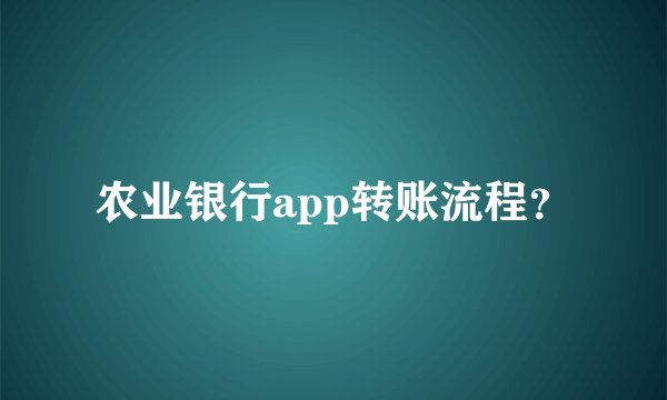农业银行app转账流程？