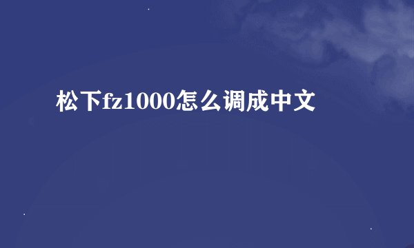 松下fz1000怎么调成中文