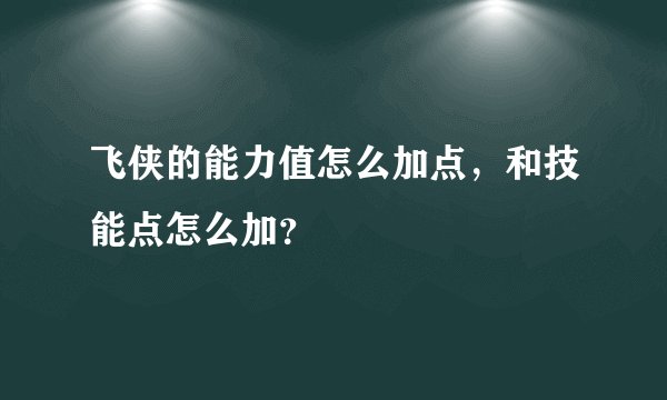 飞侠的能力值怎么加点，和技能点怎么加？