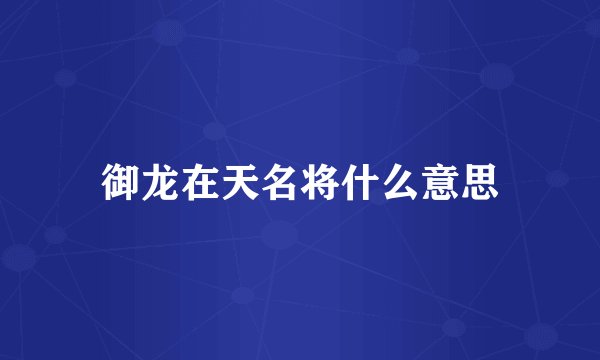 御龙在天名将什么意思