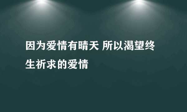 因为爱情有晴天 所以渴望终生祈求的爱情