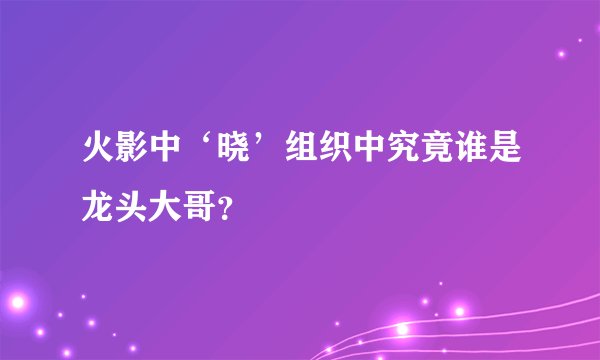 火影中‘晓’组织中究竟谁是龙头大哥？