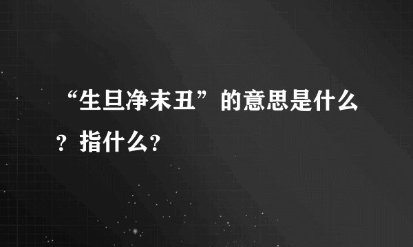 “生旦净末丑”的意思是什么？指什么？