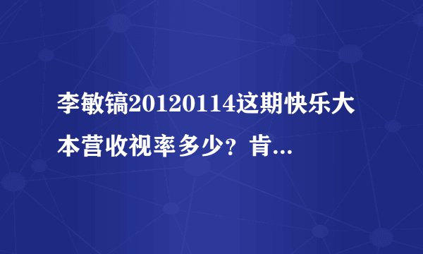 李敏镐20120114这期快乐大本营收视率多少？肯定很高…