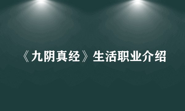 《九阴真经》生活职业介绍