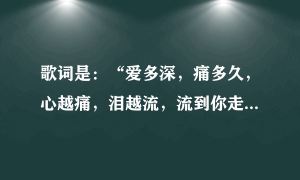 歌词是：“爱多深，痛多久，心越痛，泪越流，流到你走以后”的歌名是什么？