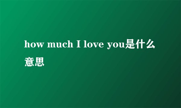 how much I love you是什么意思