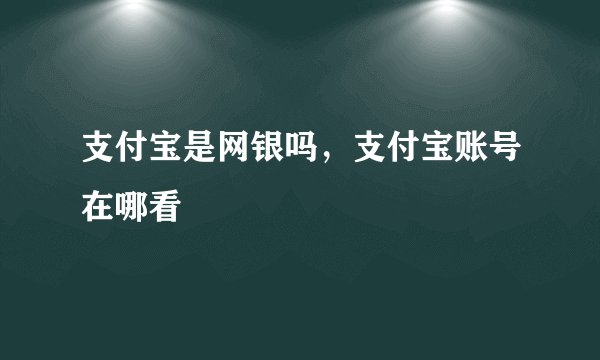 支付宝是网银吗，支付宝账号在哪看