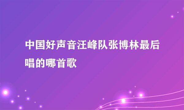 中国好声音汪峰队张博林最后唱的哪首歌