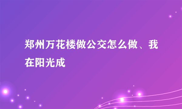 郑州万花楼做公交怎么做、我在阳光成