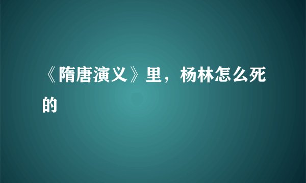 《隋唐演义》里，杨林怎么死的