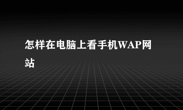 怎样在电脑上看手机WAP网站