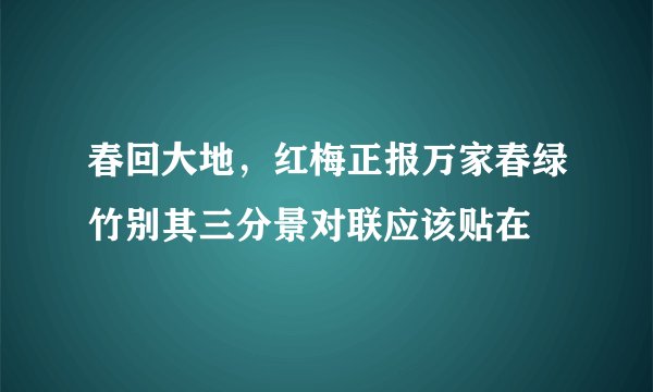 春回大地，红梅正报万家春绿竹别其三分景对联应该贴在