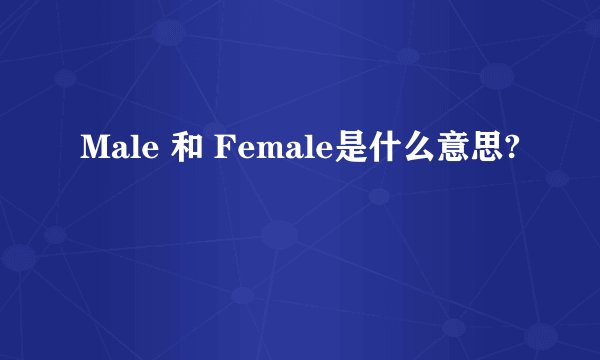 Male 和 Female是什么意思?