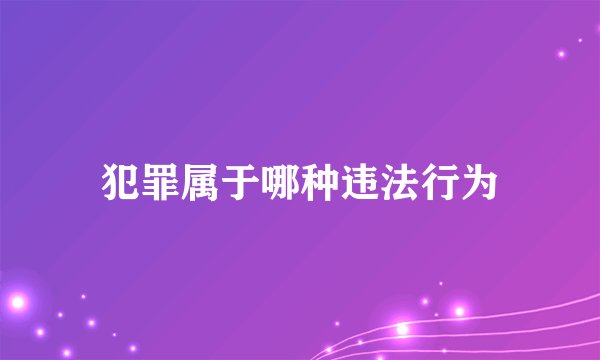 犯罪属于哪种违法行为
